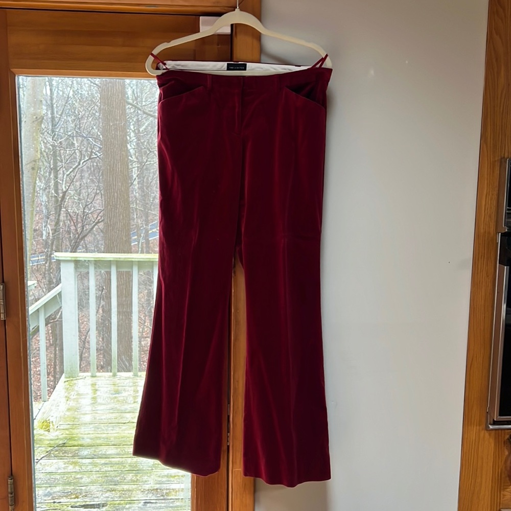 The Limited Drew Fit Red Velvet Pants